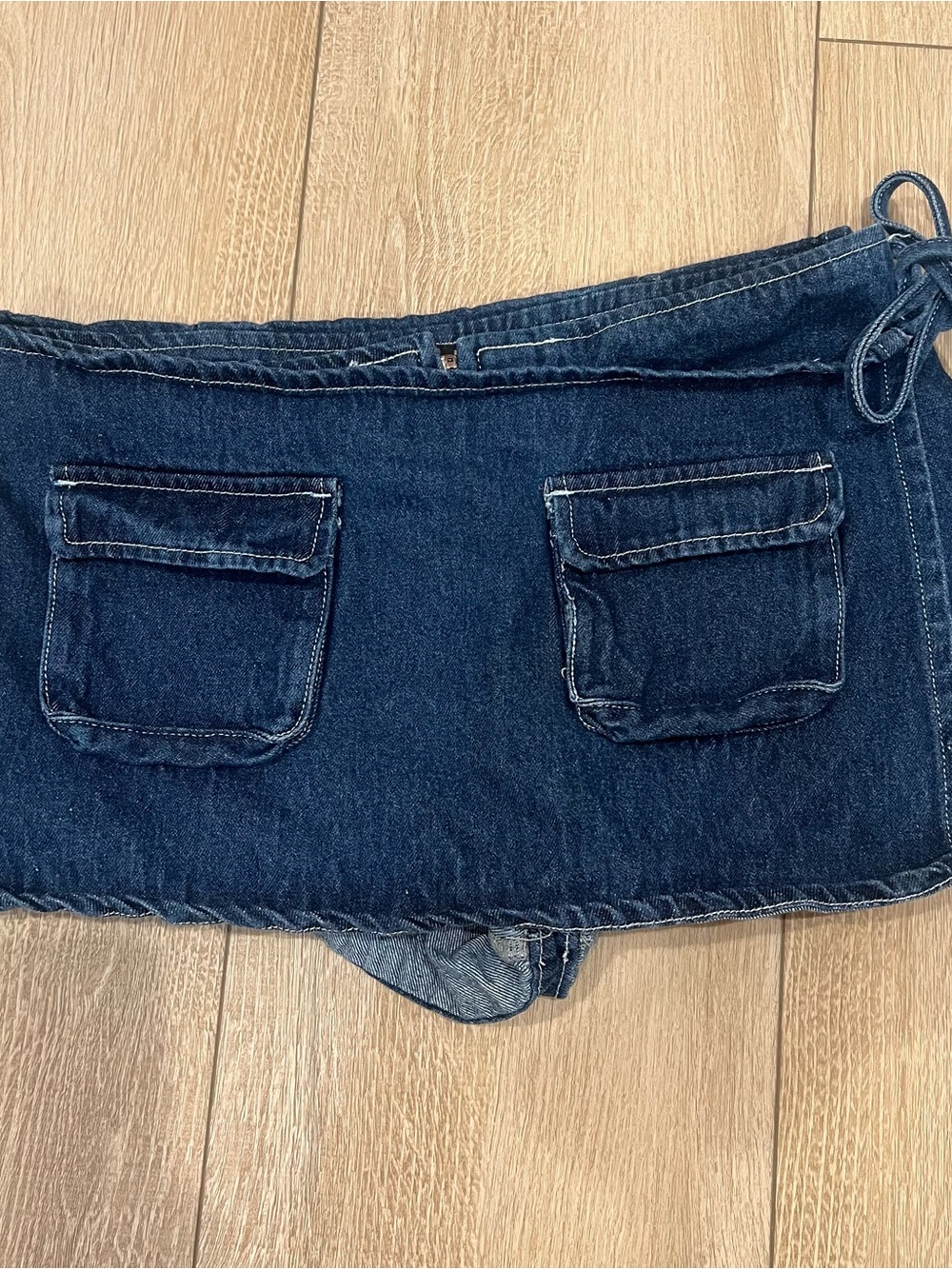 Lioness countryside tie waist denim mini skort low rise size S